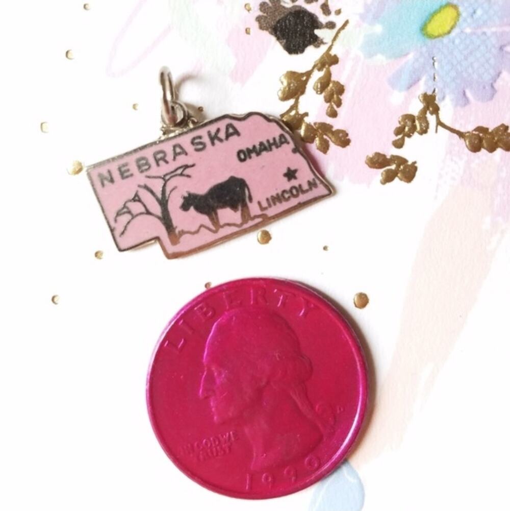 Nebraska Enameled Charm, Deadstock